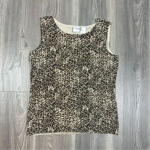 Emma James Silk Blend Cheetah Print‎ Knit Tank Top Animal Print Size M